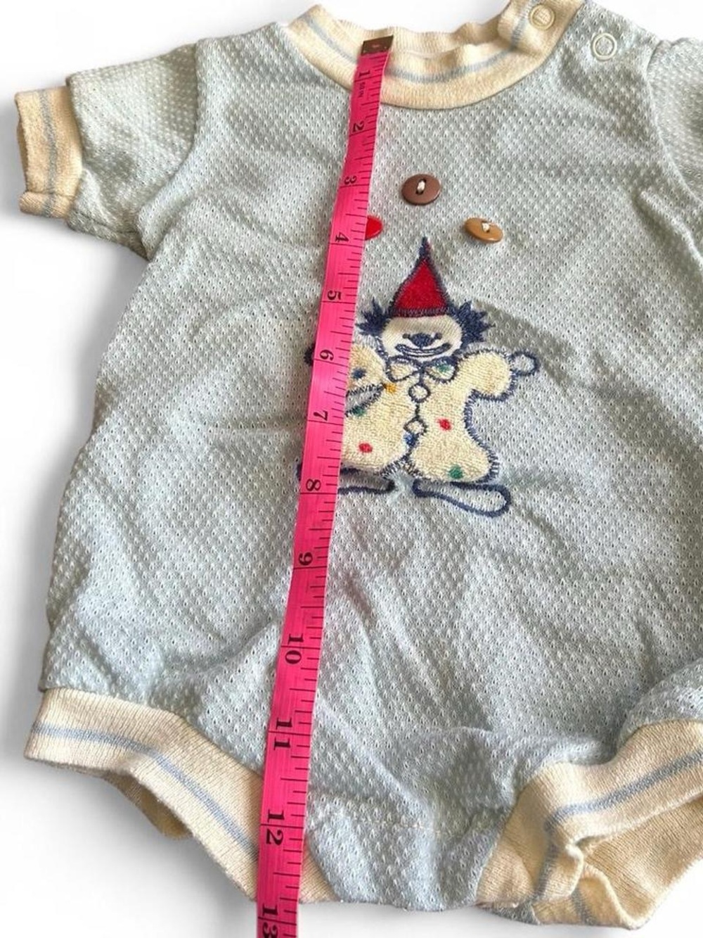 Vintage Kids Health-tex Stantogs Blue & White Clown One Piece 6 Months - Picture 6 of 8